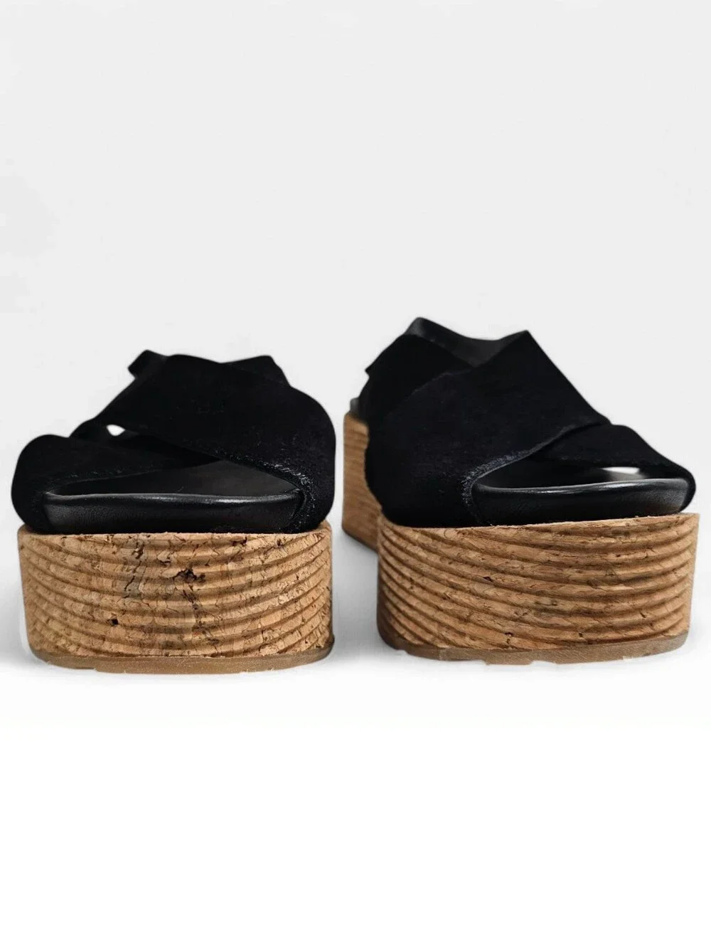 PEDRO GARCIA Nadira Blk Suede Platform Criss Cross Slingback Sandals 36.5/6.5M